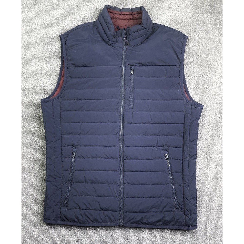 Gap Puffer Vest Mens Medium Navy Blue Full Zip Quilted Lightweight Sleeveless
